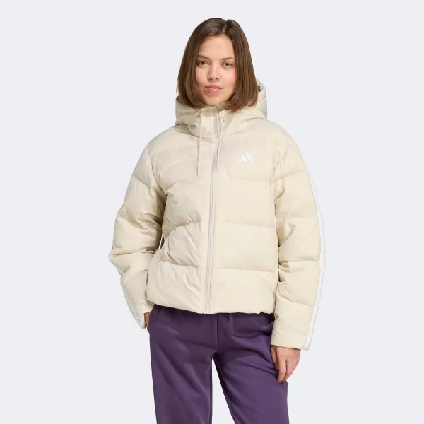 ADIDAS ESSENTIALS CLIMAWARM 3-STRIPES PUFFER DOWN HOODED JACKET ΜΠΕΖ