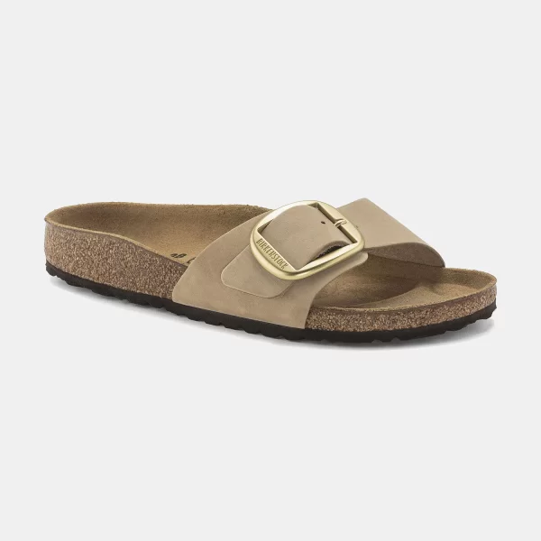 BIRKENSTOCK MADRID BIG BUCKLE NATURAL LEATHER NUBUCK SANDALS ΜΠΕΖ