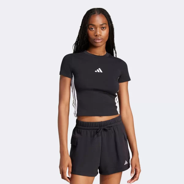 ADIDAS ESSENTIALS 3-STRIPES SLIM BABY T-SHIRT ΜΑΥΡΟ