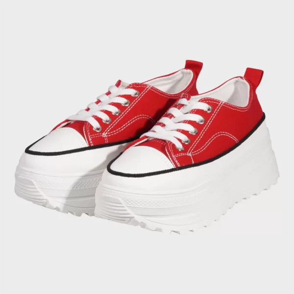 Γυναικείο πάνινο δίσολο sneaker ΚΟΚΚΙΝΟ