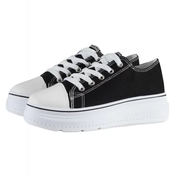 Γυναικείo παπούτσι πάνινο δύσολο. ΜΑΥΡΟ