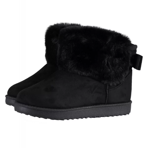 Γυναικείο suede μποτάκι εξωτερική γούνα εσωτερική επένδυση. ΜΑΥΡΟ