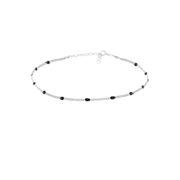 Ασημένιο Βραχιόλι Ροζάριο με Μαύρο Οβάλ Σμάλτο