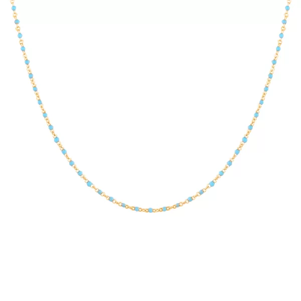 Ασημένιο Κολιέ Ροζάριο με Γαλάζιο Σμάλτο επιχρυσωμένο