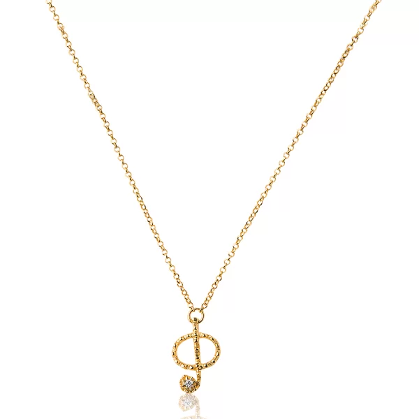 Ασημένιο κολιέ με το γράμμα “Φ” επιχρυσωμένο