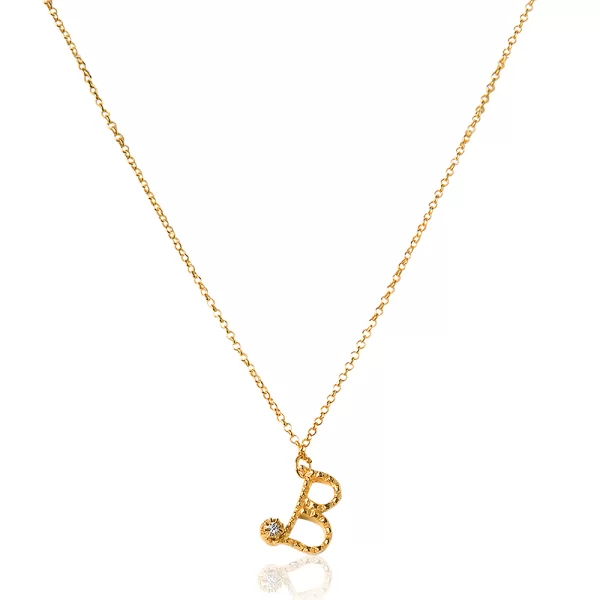 Ασημένιο κολιέ με το γράμμα “Β” επιχρυσωμένο