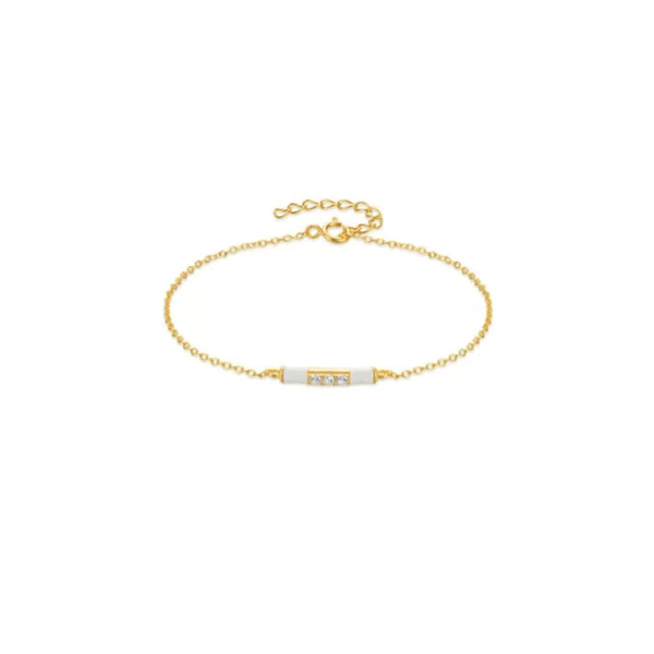 Ασημένιο βραχιόλι με σμάλτο και ζιργκόν επιχρυσωμένο