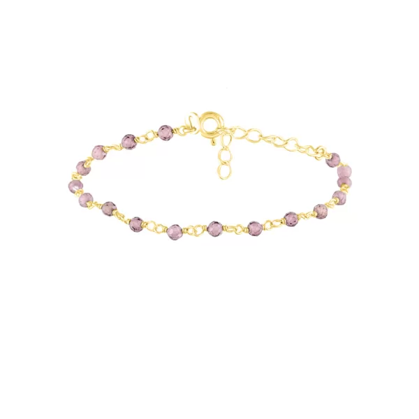 Ασημένιο Βραχιόλι Ροζάριο με Ζιργκον πέτρα σε χρώμα Σοκολατί επιχρυσωμένο