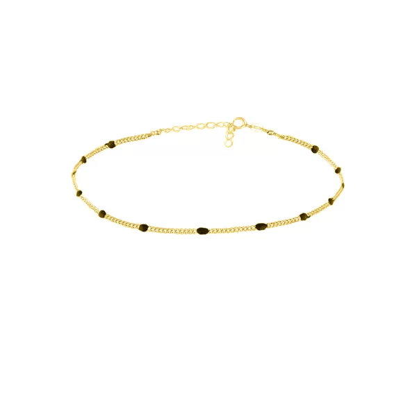 Ασημένιο Βραχιόλι Ροζάριο με Μαύρο Οβάλ Σμάλτο επιχρυσωμένο