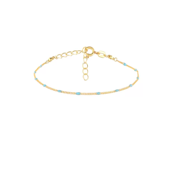 Ασημένιο Βραχιόλι Ροζάριο με Τιρκουάζ Οβάλ Σμάλτο επιχρυσωμένο