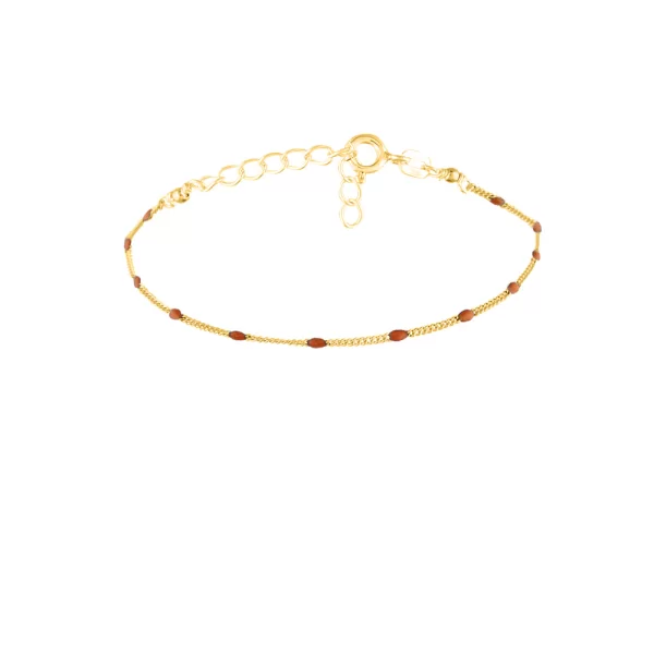 Ασημένιο Βραχιόλι Ροζάριο με Καφέ Σμάλτο επιχρυσωμένο