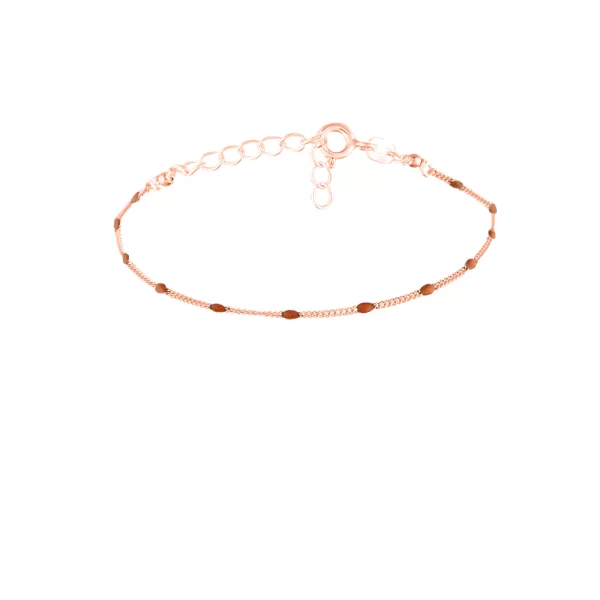 Ασημένιο Βραχιόλι Ροζάριο με Καφέ Σμάλτο επιχρυσωμένο με ροζ χρυσό