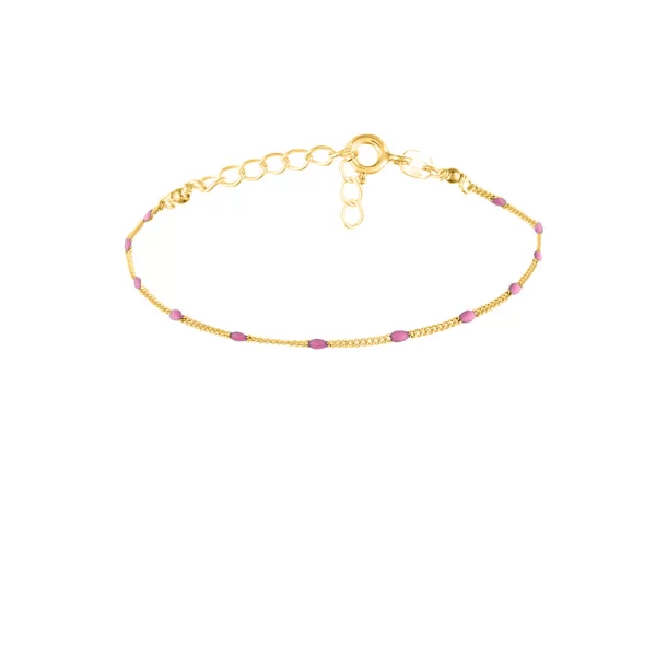 Ασημένιο Βραχιόλι Ροζάριο με Ροζ Οβάλ Σμάλτο επιχρυσωμένο