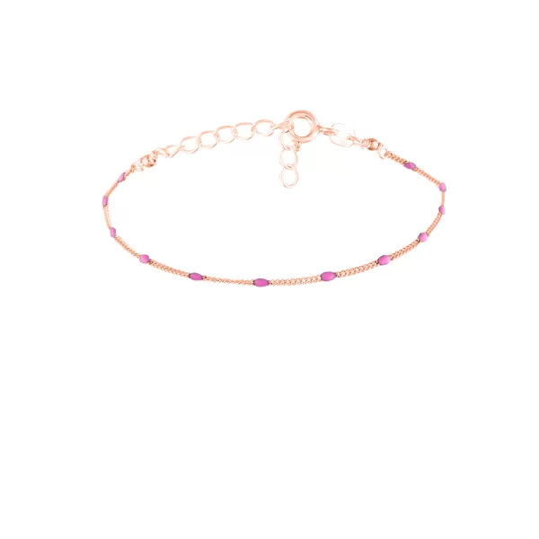 Ασημένιο Βραχιόλι Ροζάριο με Ροζ Οβάλ Σμάλτο επιχρυσωμένο με ροζ χρυσό