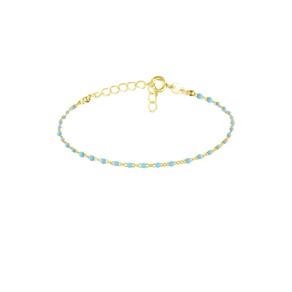 Ασημένιο Βραχιόλι Ροζάριο με Γαλάζιο Σμάλτο επιχρυσωμένο