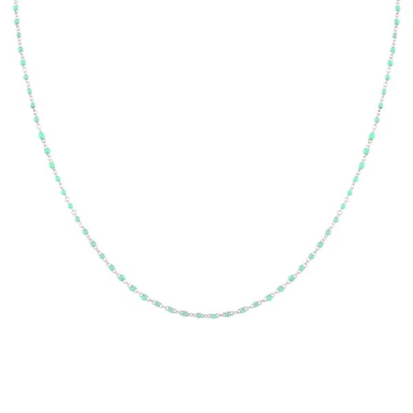 Ασημένιο Κολιέ Ροζάριο με Σιέλ Σμάλτο