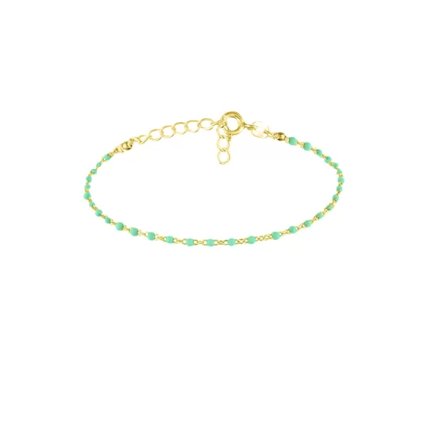 Ασημένιο Βραχιόλι Ροζάριο με Σιέλ Σμάλτο επιχρυσωμένο