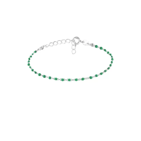 Ασημένιο Βραχιόλι Ροζάριο με Πράσινο Σμάλτο