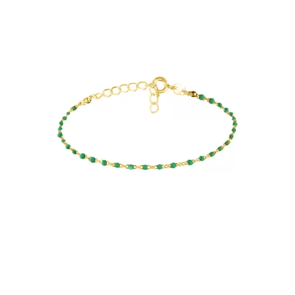 Ασημένιο Βραχιόλι Ροζάριο με Πράσινο Σμάλτο επιχρυσωμένο