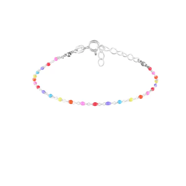 Ασημένιο Βραχιόλι Ροζάριο με Ανοιχτό Πολύχρωμο Σμάλτο