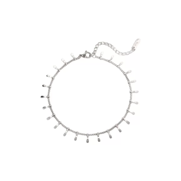 Αλυσίδα ποδιού με κρεμαστά στοιχεία από ανοξείδωτο ατσάλι σε ασημένια απόχρωση