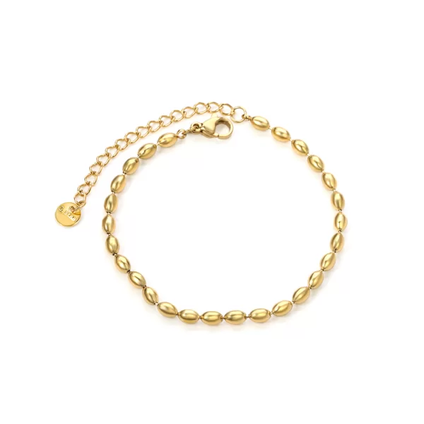 Βραχιόλι με οβάλ μπίλιες από ανοξείδωτο ατσάλι σε χρυσή απόχρωση