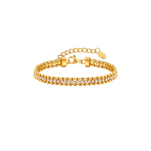 Βραχιόλι tennis με ζιργκόν από ανοξείδωτο ατσάλι σε χρυσή απόχρωση