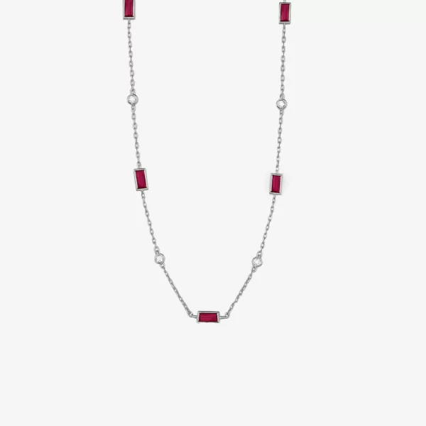 Κολιέ από ασήμι 925 με λευκά και κόκκινα ζιργκόν