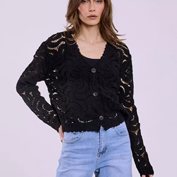 Ζακέτα πλεκτή κροσέ SQ7616.5609+2