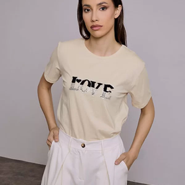 T-shirt love με strass SQ7616.4955+3