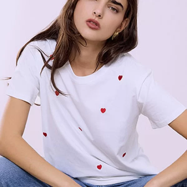 T-shirt με καρδιές SQ9844.4092+2