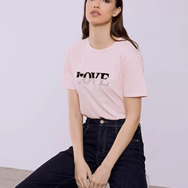 T-shirt love με strass SQ7616.4955+4