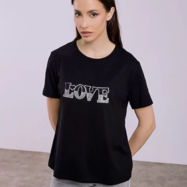T-shirt love με strass SQ7616.4955+1