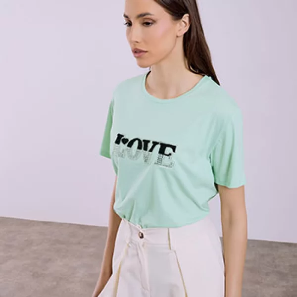 T-shirt love με strass SQ7616.4955+5