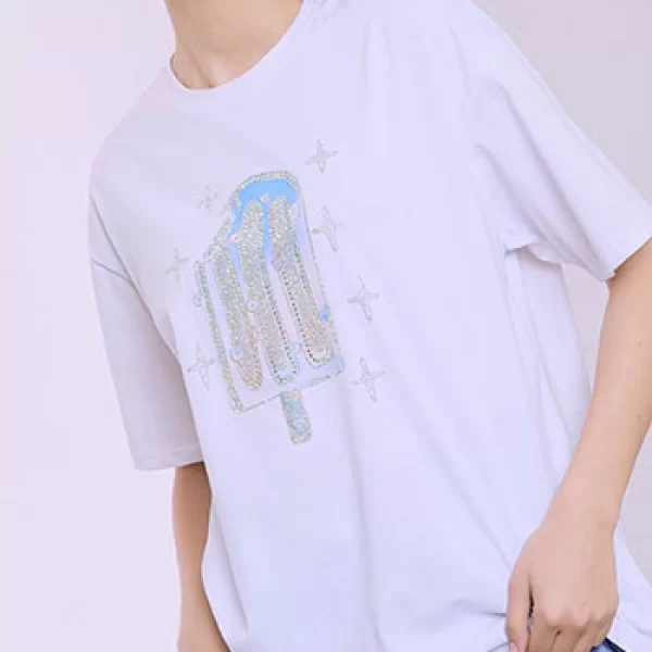 T-shirt με παγωτό strass SQ7616.4052+1