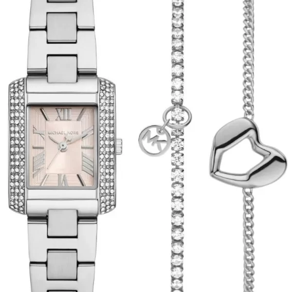 MICHAEL KORS Emery Crystals Gift Set - MK7514, Silver case with Stainless Steel Bracelet