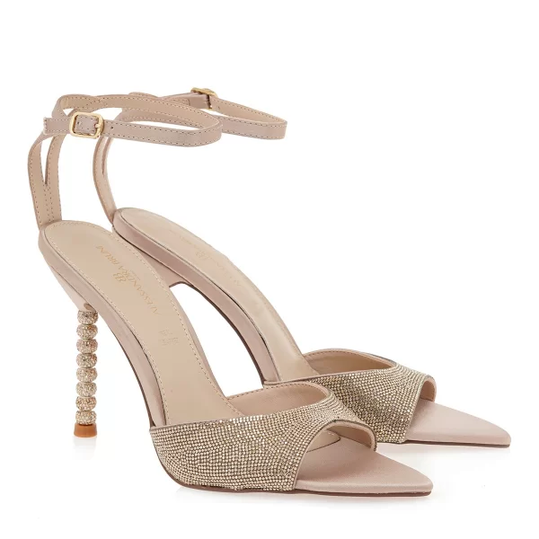 ALESSANDRA BRUNI Πέδιλα Γυναικεία 700-025 ΠΛΑΤΙΝΑ ΣΑΤΕΝ ΣΤΡΑΣ U470002568L7