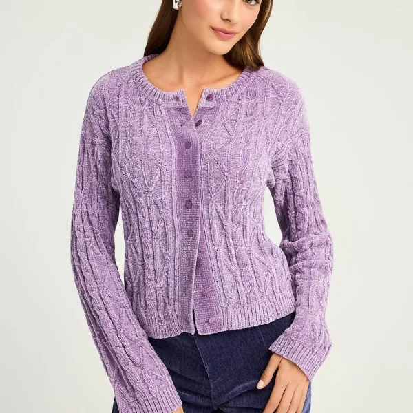 Cable-knit chenille ζακέτα