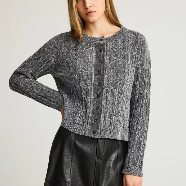 Cable-knit chenille ζακέτα