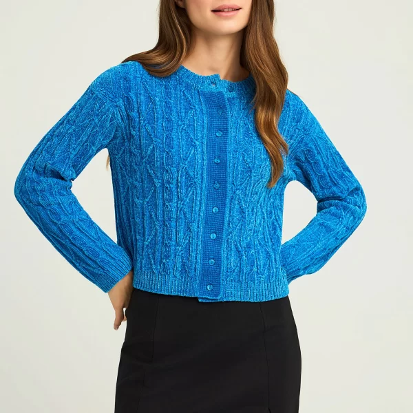 Cable-knit chenille ζακέτα