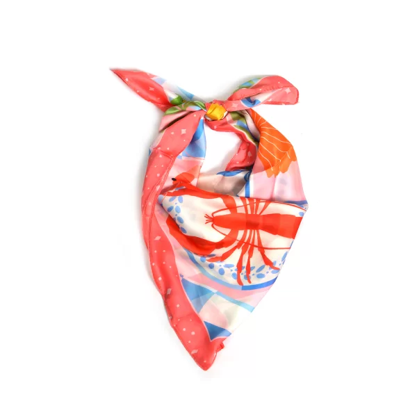 Σατέν φουλάρι με Mediterranean print