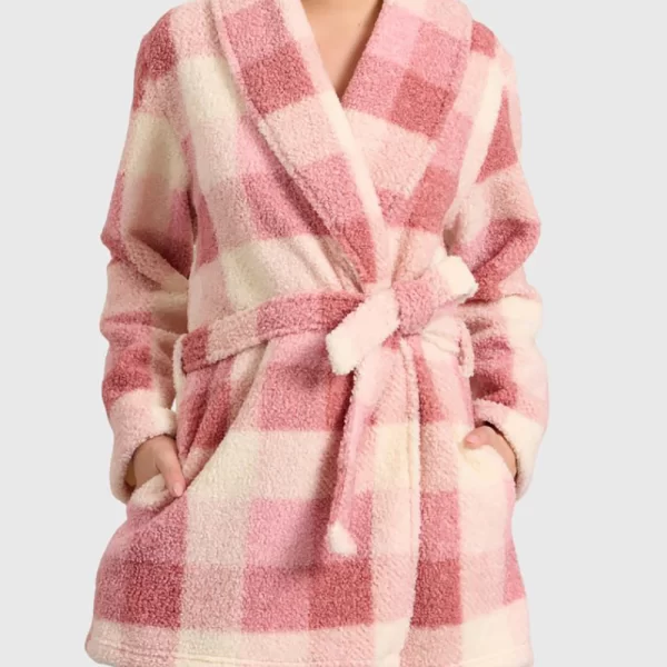 JEANNETTE ΡΟΜΠΑ ΣΤΑΥΡΩΤΗ FLEECE ΚΑΡΟ 7967-ΡΟΖ Pink