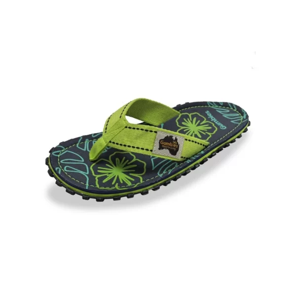Gumbies Islander FlipFlops Lime Hibiscus GUFFISL148