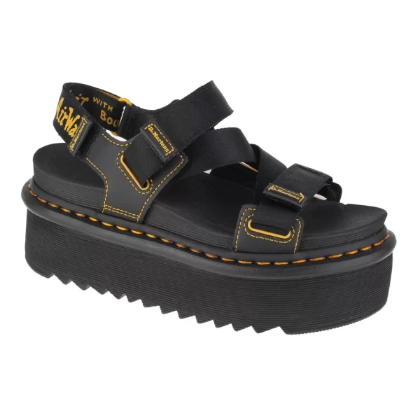 Dr. Martens Kimber Webbing Δερμάτινα Γυναικεία Σανδάλια Flatforms σε Μαύρο Χρώμα 27351001