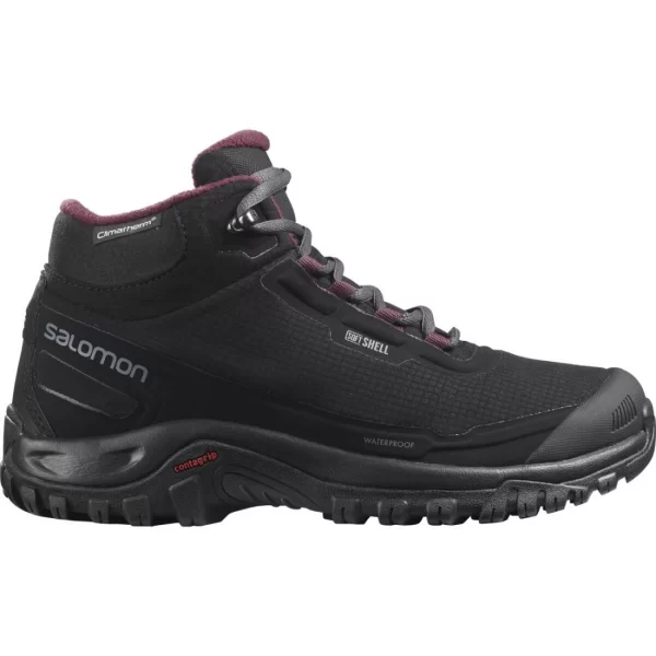 Salomon Shelter CS L41110500 Γυναικεία Ορειβατικά Μποτάκια Αδιάβροχα Black / Ebony / Winetast