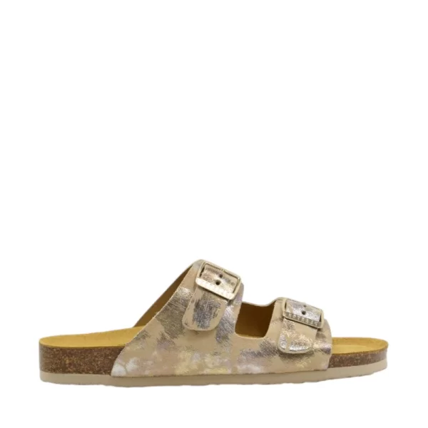 Γυναικείες παντόφλες PLAKTON BETA 180010 CAMEL χρυσό δέρμα