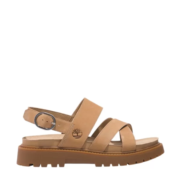 Γυναικεία πέδιλα Timberland TB0A61T4EN3 CLAIREMONT WAY BACKSTRAP SANDAL BEIGE μπεζ δέρμα nubuck