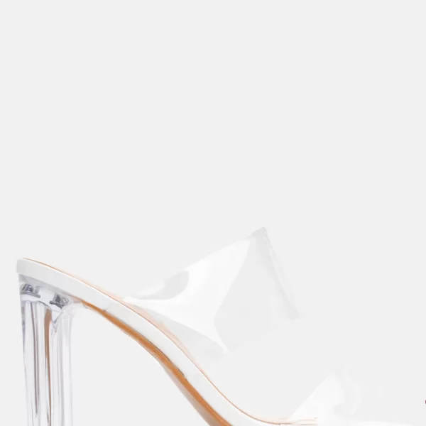 LUIGI DESIGN - Mules με Διάφανη Φάσα & Διάφανο Τακούνι - Λευκό
