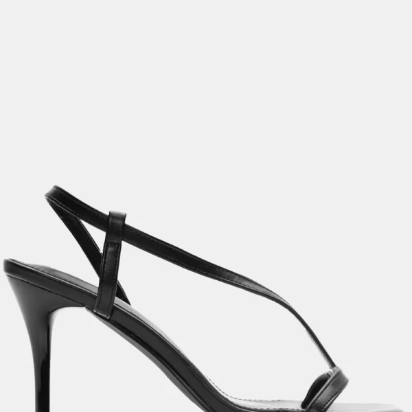 Πέδιλα με Λοξό Λουράκι - Μαύρο-Ματ