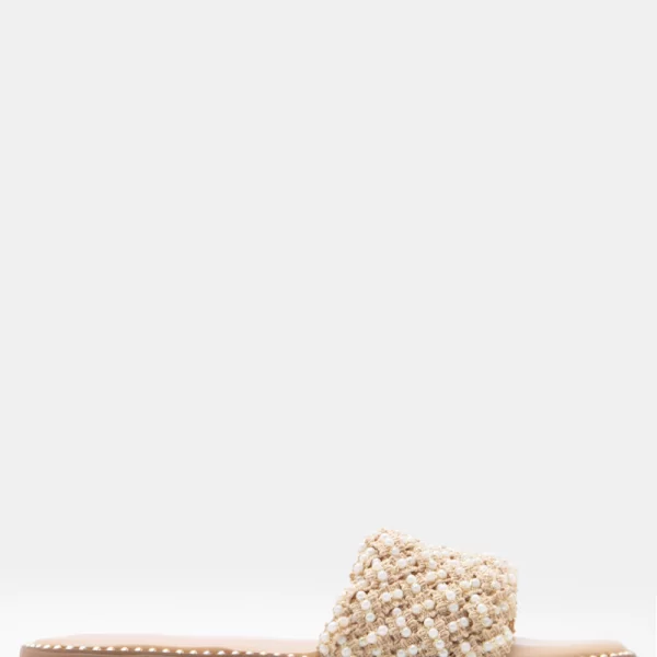 Flat Σανδάλια με Διακοσμητικές Χάντρες & Τρούκς - Μπεζ